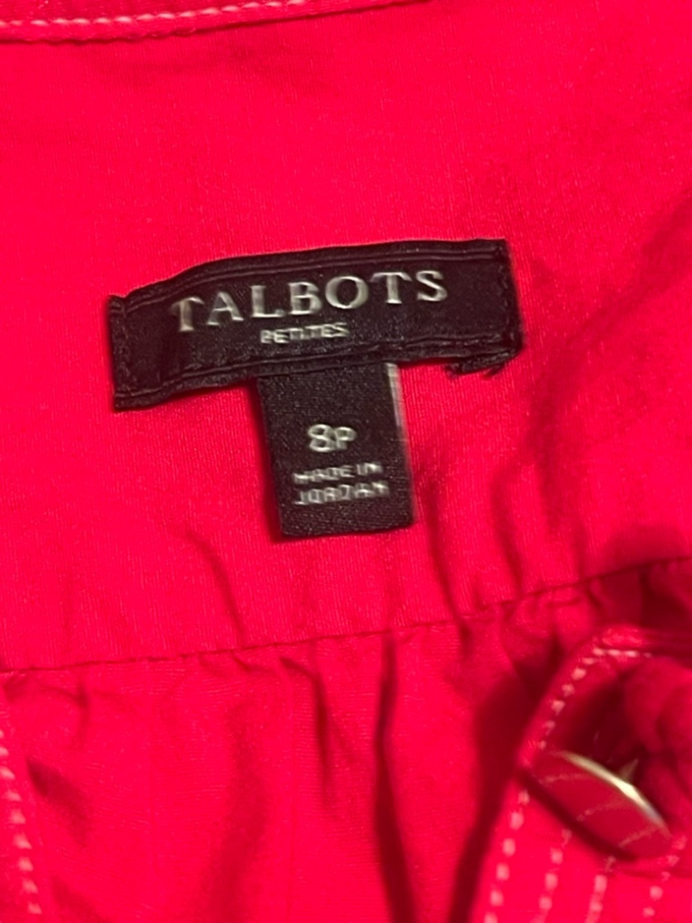 Talbots Red Short-Sleeve Knit Top with Chest Flap Pockets - Picture 2 of 2